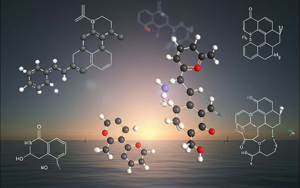 3D molecular structure of cannabis compounds and terpenes in Lemon Cherry Gelato